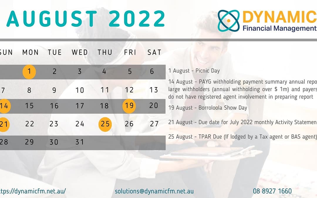 Key Dates to Remember – August 2022